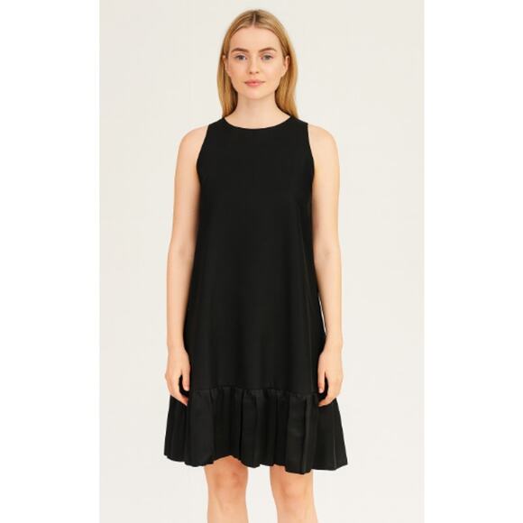Anthropologie LEIFSDOTTIR SZ 8 Black Sleeveless Dress With Pleated Bubble Hem - Picture 1 of 10
